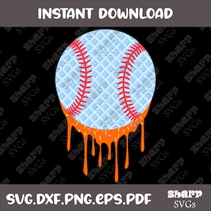 Baseball Ice Cream Drip PNG, svg, eps, dxf Digital Files. Ideal for T-Shirts and more. Instant Download, Ready to Print!