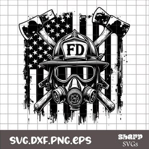 Patriotischer Feuerwehrmann US Flagge SVG: Feuerwehrmann Schnittdatei (Digitaler Download)