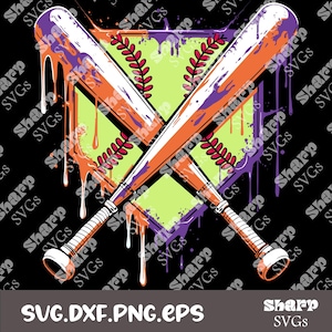 Softball Home plate Ice Cream Drip PNG, svg, eps Digital Files. Ideal for T-Shirts and more. Instant Download, Ready to Print!
