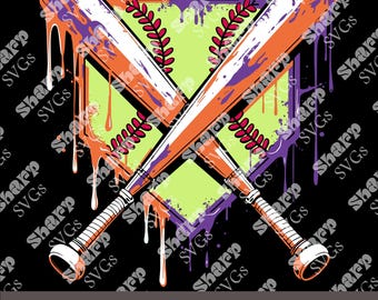 Softball Home Plate Ice Cream Drip Design (PNG, SVG, EPS)