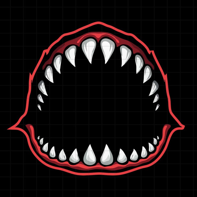 Boca de tiburón, mandíbula de tiburón PNG, Dxf, Svg / Descarga digital ...