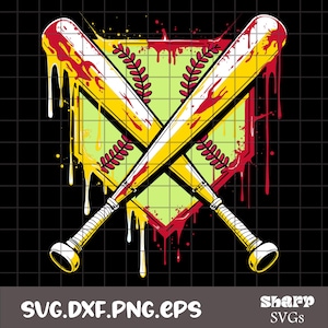 softball Home plate Ice Cream Drip PNG, svg, eps Digital Files. Ideal for T-Shirts and more. Instant Download, Ready to Print!