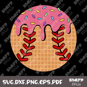Baseball Ice Cream Drip PNG, svg, eps, dxf Digital Files. Ideal for T-Shirts and more. Instant Download, Ready to Print!