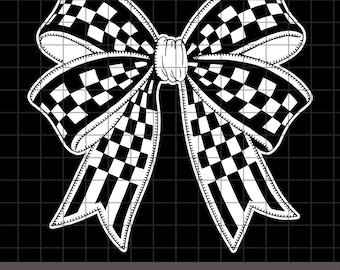 Checkered Bow Clipart, Coquette Design (svg, png, eps, dxf)