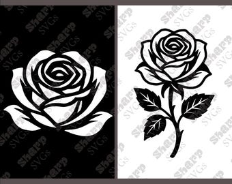 Rose SVG: Floral Outline Silhouette - Digital Download