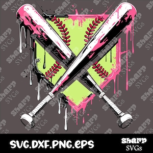 Softball Home Plate Ice Cream Drip Design (Digital Files)