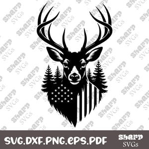 Deer Flag Svg, Deer Hunting Svg, Hunting Svg, Deer Svg, American Flag Deer Svg, Instant Download, Vector Png Dxf Eps