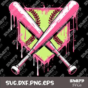 softball Home plate Ice Cream Drip PNG, svg, eps Digital Files. Ideal for T-Shirts and more. Instant Download, Ready to Print!
