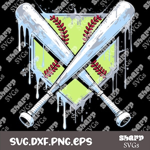 softball Home plate Ice Cream Drip PNG, svg, eps Digital Files. Ideal for T-Shirts and more. Instant Download, Ready to Print!
