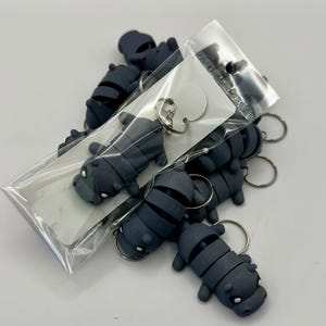 Charming Grey Hippo Keychain, School Book Bag Charm, Christmas Gift
