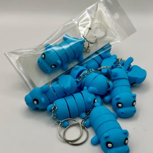 Adorable Blue Hippo Keychain, School Book Bag Charm, Christmas Gift