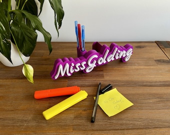 Desk Name Sign - Notes Pen holder - Teacher Gift - Teacher Desk Name Plate