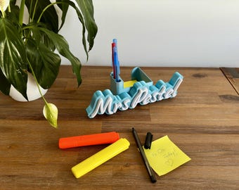 Desk Name Sign - Notes Pen holder - Teacher Gift - Teacher Desk Name Plate