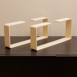 Light Beige Metal Furniture Legs: TV Stand, Console Frame - Set of 2