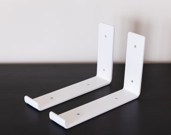 Metal Floating Shelf Brackets: L-Shaped Steel Shelf Holder (Set of 2)