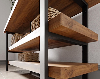 Metal Vanity Legs with Double Shelves | 76cm Bathroom Cabinet Legs | Double Shelf Feet | Furniture Brackets | 30"