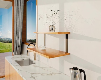 Double Shelf Brackets: Wall Mounted Steel | 25cm/10'' Middle