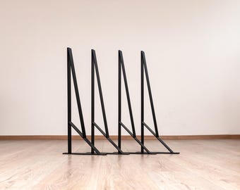 Geometric Table Legs Set of 4 | Double Triangle Flat Steel Base for Dining Table & Desk | 71cm, 6 Colors | Handmade EU