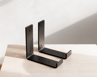 Metal Shelf Brackets: Heavy Duty Floating Shelf Supports (Set of 2)