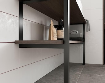 Wall Mounted Vanity Frame | Metal Legs for Floating Bathroom Vanity | 76cm, 7 Depths | Holds 140kg | incl. Screws