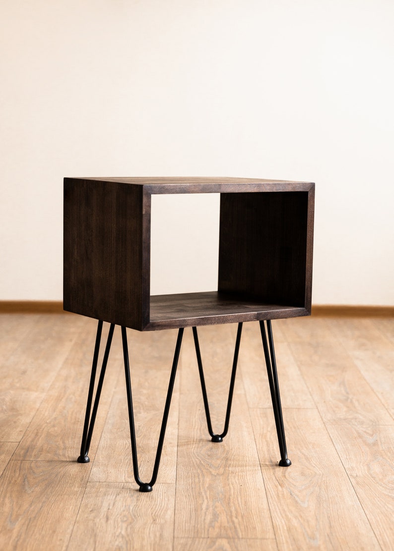 Modern Bedside Table, Nightstand Bedroom With Hairpin Legs 画像 4