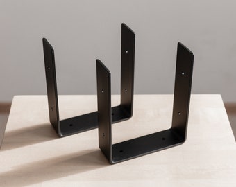 Japandi Style Shelf Brackets Set of 2 | Scandinavian Minimalist U Bracket for Open Shelving | Custom Sizes & 9 Colours | Handmade EU