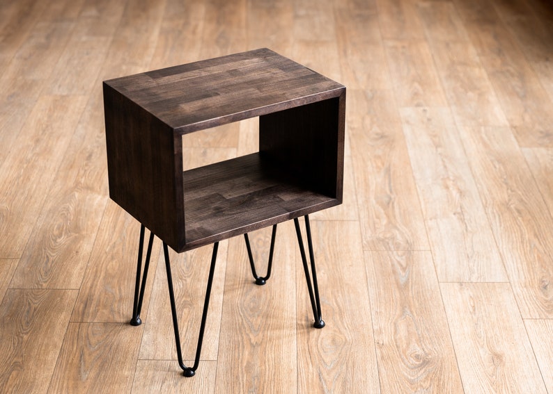 Modern Bedside Table, Nightstand Bedroom With Hairpin Legs zdjęcie 2