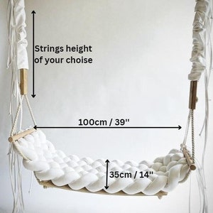 Luxury Swing Braided Indoor Swing Adult, Toddler, Baby Seat Wedding Decorations, wooden swing, outdoor swing, cotton swing image 4