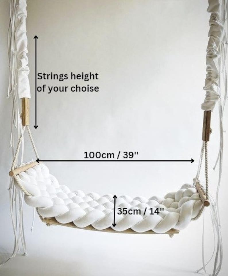 Luxury Swing Braided Indoor Swing Adult, Toddler, Baby Seat Wedding Decorations, wooden swing, outdoor swing, cotton swing image 4