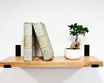 Floating Shelves Wall Solid Oak Wood Mounted Shelf With Brackets For Kitchen Bathroom Living Room
