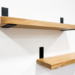 Solid Oak Wood Mounted Shelf With Brackets Heavy Duty Shelf Floating Shelves Wall For Kitchen Bathroom Living Room image 7