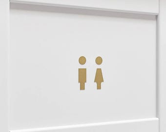 Restroom Sign Set of 2 | Metal Toilet Door Sign for Bathroom Office Restaurant | Self Adhesive, 9 Colours | Handmade EU
