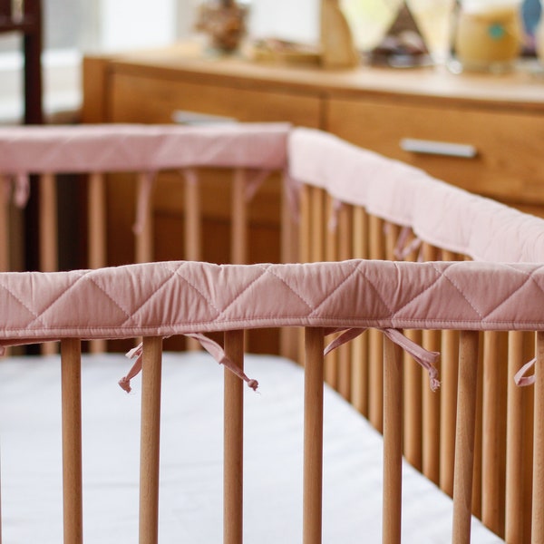 Flax linen nursery, Linen rail, cover Crib, Rail Cover, Baby Teething Guard Padded Protector Set