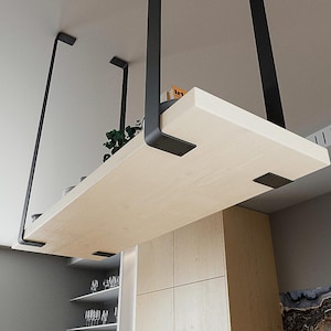 An der Decke befestigtes Hängeregal: Industrielles schwebendes Regalregal, 9 Farben (einzeln erhältlich)