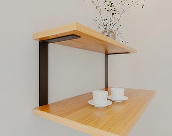 Handcrafted Steel Double Shelf Brackets - Modern Industrial Design | 30cm/12'' Middle