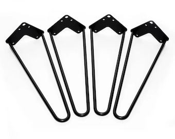 2 Rod Hairpin Legs Set of 4 | Slim Steel Legs for Nightstand Side Table Console | 6 Colors, 4 Heights | Handmade EU