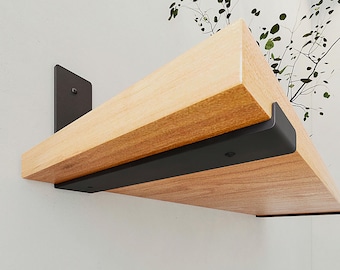 J Shaped Shelf Bracket | Sold Individually, Wall Mounted Support for Wood Shelves | 6 Depths & 9 Colors | Handmade EU