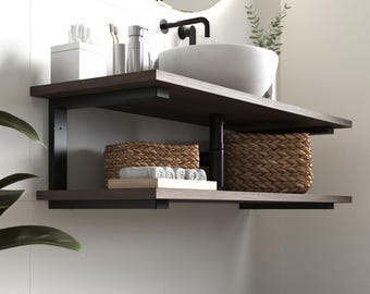 Wall Mount Vanity Bracket | Buy 1 or Set of 2, U Shaped Washbasin Countertop Support | Holds 50kg & 6 Colours | Handmade EU