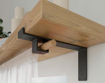 Soporte de estante con soporte para barra de cortina: Soporte de pared de acero (se vende por separado)