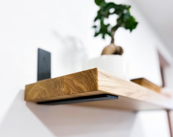 Solid Oak Wood Mounted Shelf With Brackets Heavy Duty Shelf Floating Shelves Wall For Kitchen Bathroom Living Room