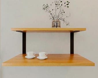 Hand-Finished Steel Double Shelf Bracket: Modern Wall Mount | 20cm/8'' Middle