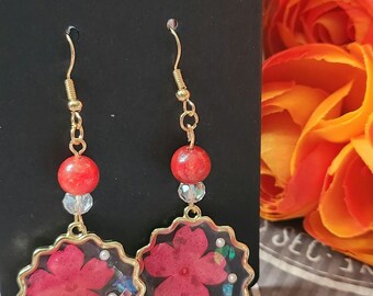 Ruby Cherry Blossom Earring set