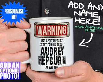 Audrey Hepburn Mug - Fan gift that can be personalised with photo or text