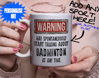 Badminton Mug - Gift for badminton player or fan - Can be personalised