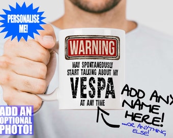 Vespa Mug - Gift for a motorcycle enthusiast - Can be personalised