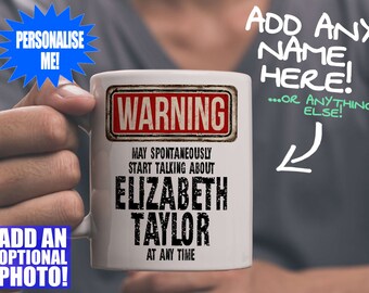 Elizabeth Taylor Mug - Fan gift that can be personalised with photo or text
