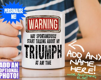 Triumph Mug - Gift for a motorcycle enthusiast - Can be personalised