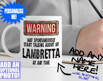 Lambretta Mug - Gift for a motorcycle enthusiast - Can be personalised