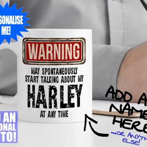 Harley Mug - Gift for a motorcycle enthusiast - Can be personalised