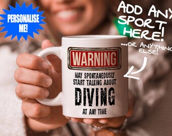 Diving Mug - Gift for diver or fan - Can be personalised